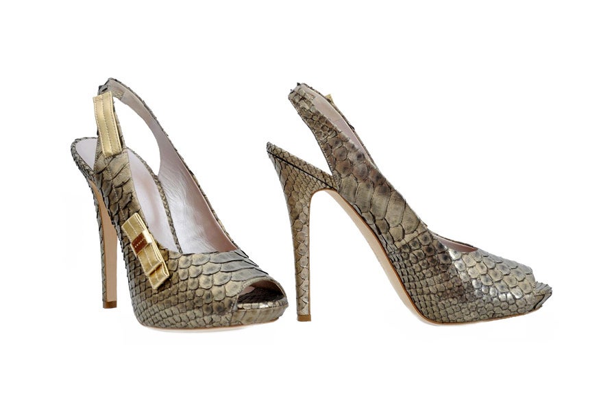 snakeskin platform heels