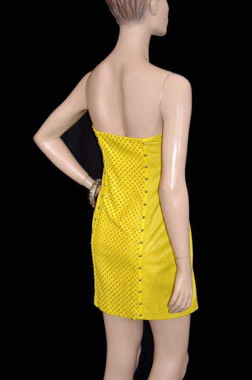 Versace Yellow Leather Metal Panel Dress For Sale at 1stDibs versace