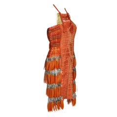 Gucci Embroidered Orange Dress with Feathers 12