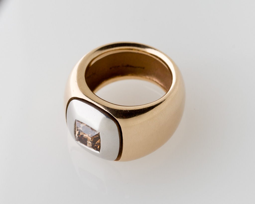 Cognac Diamond ''PILLOW'' Ring by Boregaard