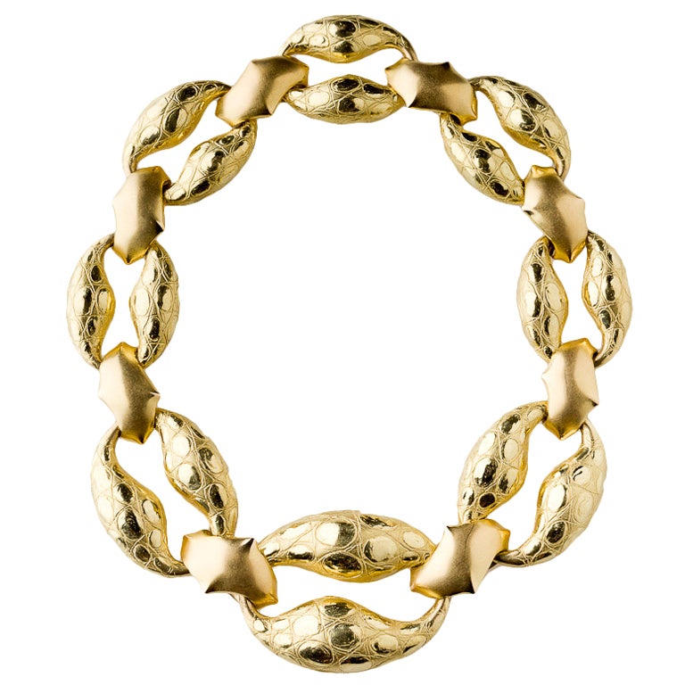 PEDRO BOREGAARD  Gold "Alligator Necklace" For Sale