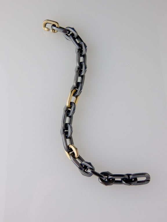 PEDRO BOREGAARDS Biker Chain Bracelet in 14K yellow and oxidised Sterling Silver
8.5