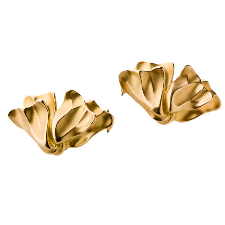 "BOW" Gold Ear Clips by Boregaard For Sale