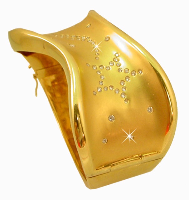 Diamond Gold Wave Cuff Bracelet