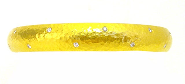 Hammered Gold Diamond Bangle