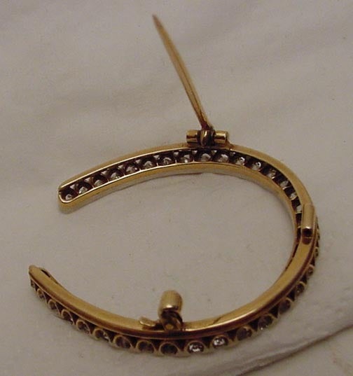 Antique Horseshoe Pin Gold Diamonds