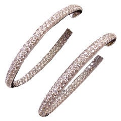 Large Oval Diamond Gold Hoop Earrings