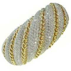 Gold And Diamond Rope Cuff Bracelet - Stock #8398