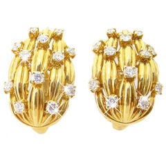 TIFFANY Signature Diamond Gold Earrings - Stock #8303