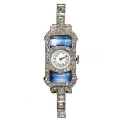 Art Deco Ladies Diamond Sapphire Watch