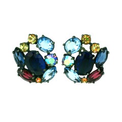 House of Schiaparelli Multicolor and Iridized VariStone Earclips 9