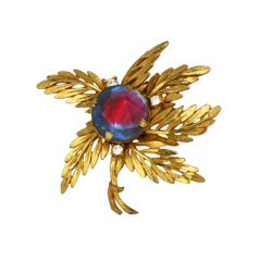 House of Schiaparelli Blue Aurora Palm Leaf Brooch