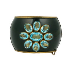 Schiaparelli Haute Couture Aqua and Enamel Cuff, 1930's 7