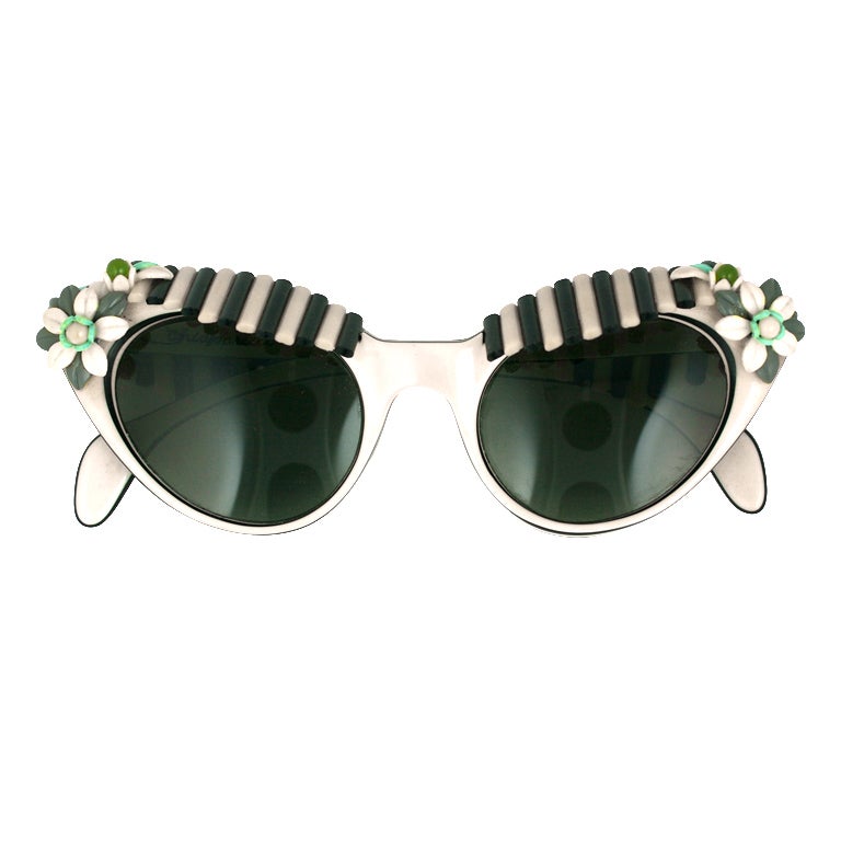 House of Schiaparelli Black and White Cabana Awning Glasses