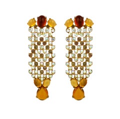 House of Schiaparelli Topaz, Pearl and Aurora Long Ear Pendants 4