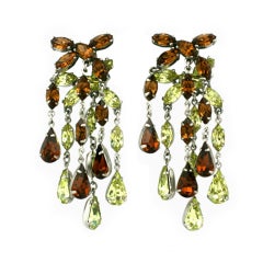 House of Schiaparelli Faux Topaz and Citrine Chandelier Earclips