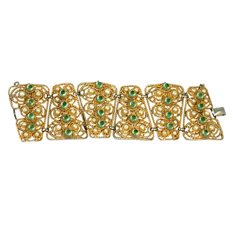 House of Schiaparelli Anglo Indian Peridot Cabochon Bracelet