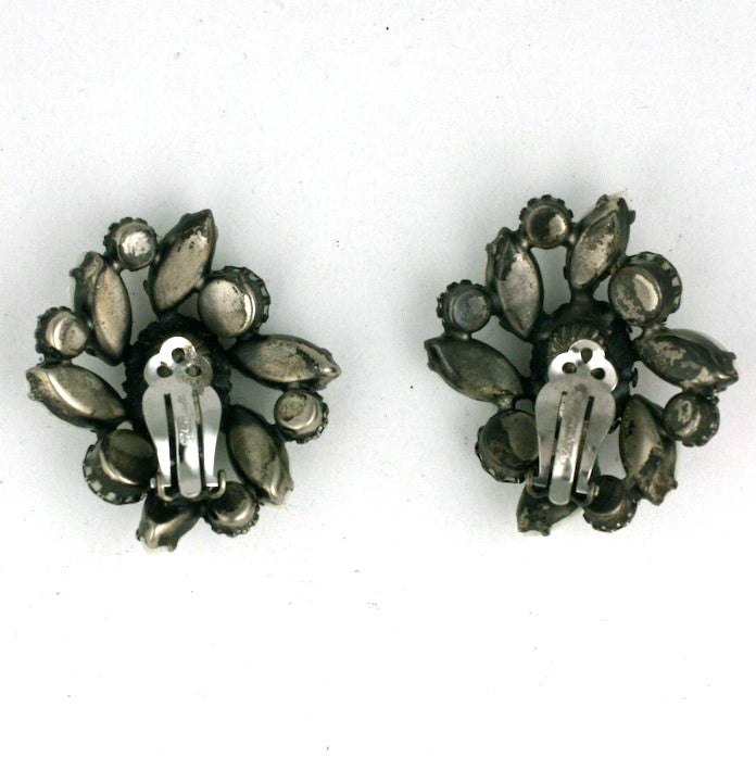 House of Schiaparelli Iridized White Lava Sunburst Earclips 1