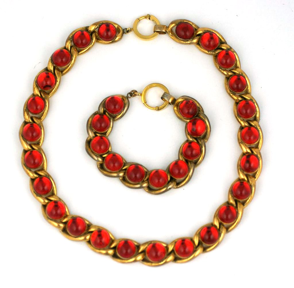 Schiaparelli Haute Couture Deco Ruby Cabochon Suite In Excellent Condition For Sale In New York, NY