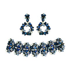 House of Schiaparelli Iridized Sapphire and Bubble Demi Parure