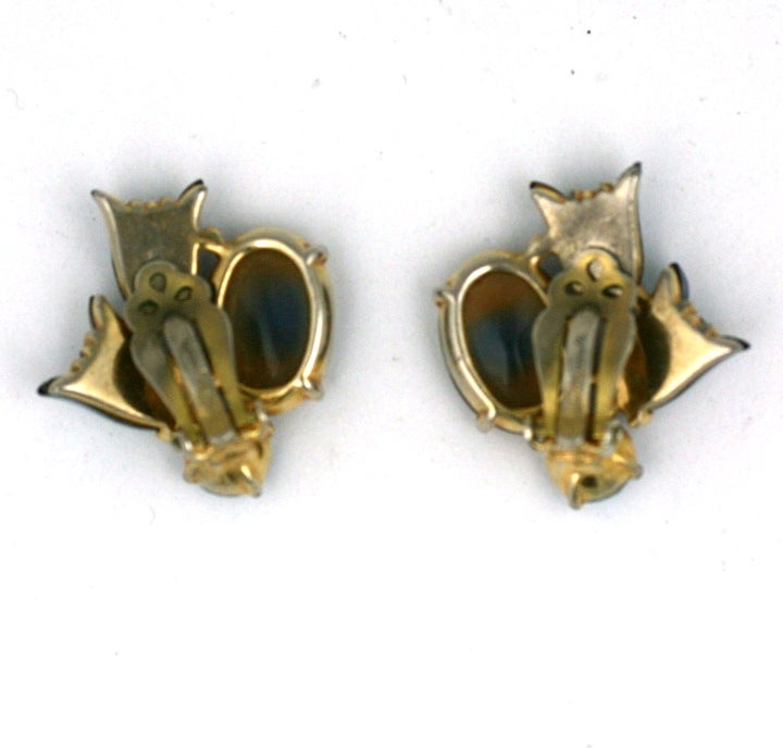 Women's House of Schiaparelli Deep Water Cabochon and Tulip Earrings