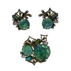 Retro House of Schiaparelli Molded Green Rose Set