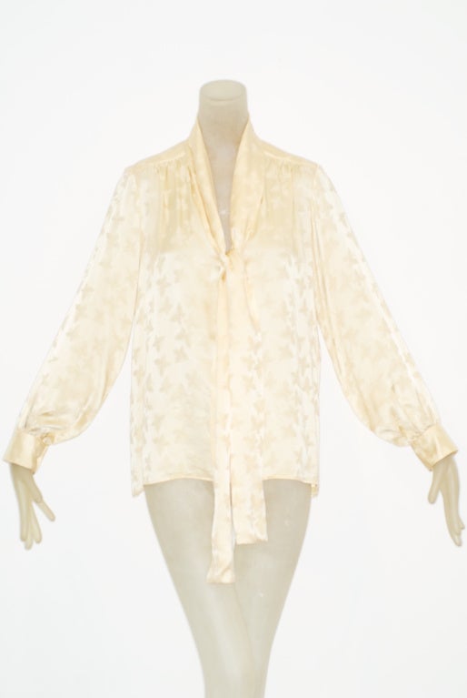 Yves Saint Laurent rive gauche Silk Butterfly-Print Blouse