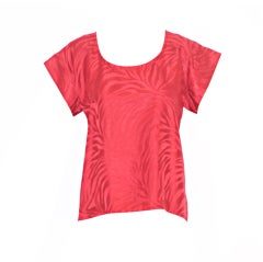 Yves Saint Laurent rive gauche Red Silk Frond Print Top