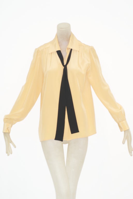 Yves Saint Laurent rive gauche Silk Blouse with Ribbon Tie