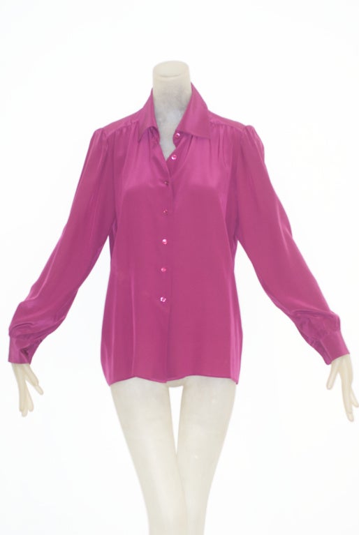 Yves Saint Laurent rive gauche Plum Silk Blouse
