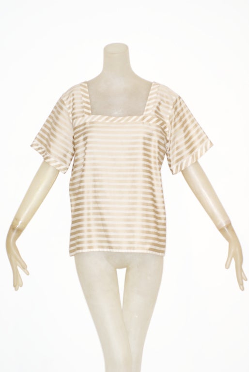 Yves Saint Laurent rive gauche Tobacco and Cream Striped Top