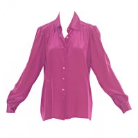 Yves Saint Laurent rive gauche Plum Silk Blouse