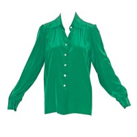 Yves Saint Laurent rive gauche Emerald Silk Blouse