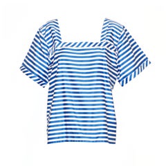 Yves Saint Laurent rive gauche Blue and White Striped Top