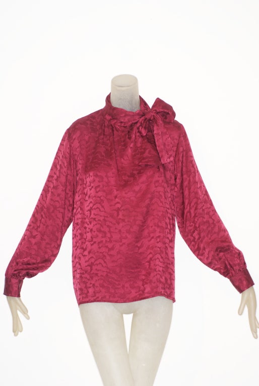 Yves Saint Laurent rive gauche Leopard Print Silk Scarf Blouse