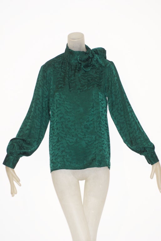 Yves Saint Laurent rive gauche Leopard Print Silk Scarf Blouse