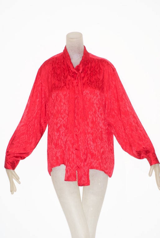 Yves Saint Laurent rive gauche Abstract Print Silk Scarf Blouse