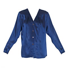 Yves Saint Laurent rive gauche Silk Blouse with Jeweled Buttons