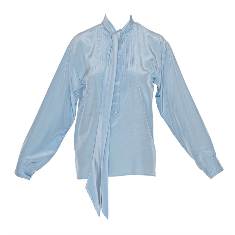 Yves Saint Laurent rive gauche Smocked Silk Scarf Blouse For Sale
