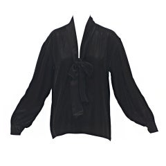 Yves Saint Laurent rive gauche Black Silk Scarf Blouse