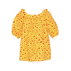 Yves Saint Laurent rive gauche Yellow and Red Peasant Top