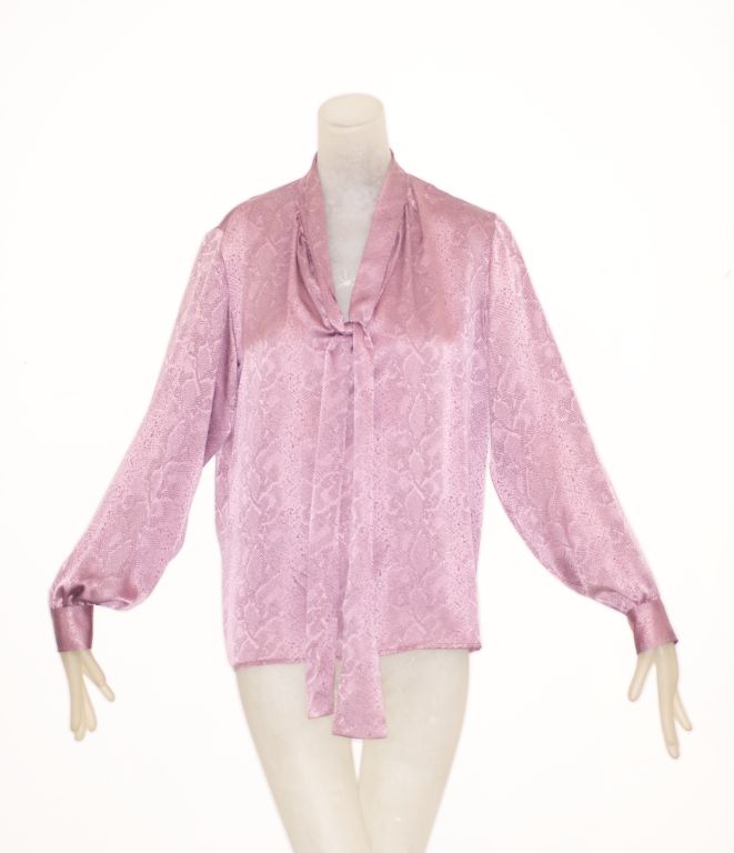 Yves Saint Laurent rive gauche Lilac Python Print Silk Blouse
