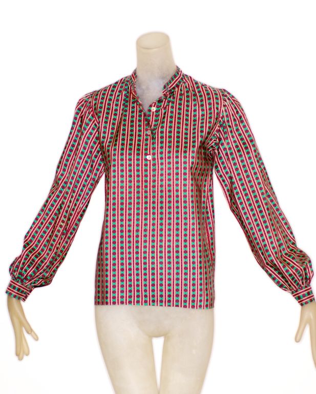 Yves Saint Laurent rive gauche Foulard Print Silk Top