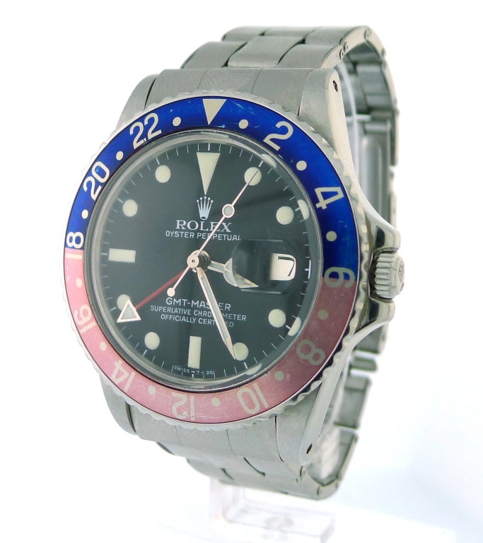 ROLEX 1980 GMT Master Stainless Steel Pepsi Ref 16750