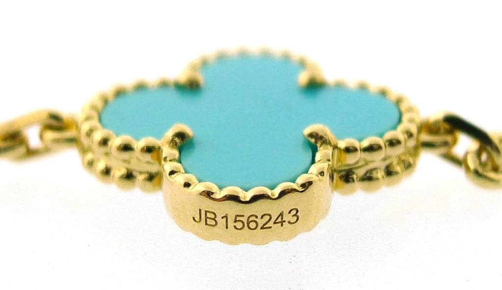 VAN CLEEF & ARPELS Alhambra Turquoise Gold Necklace 1