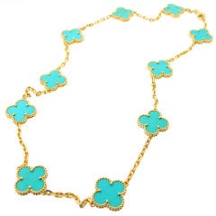 VAN CLEEF & ARPELS Alhambra Turquoise Gold Necklace