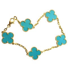 VAN CLEEF & ARPELS Alhambra Turquoise Gold  Bracelet