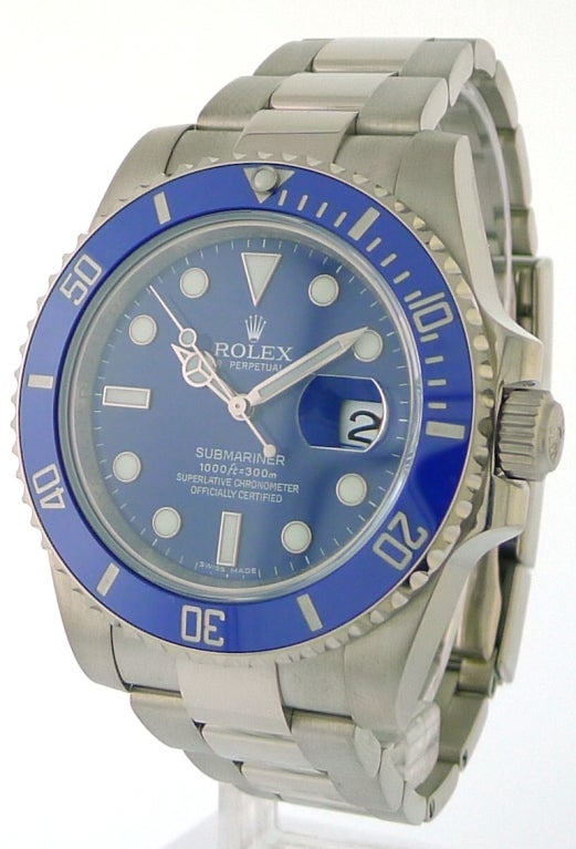 ROLEX --- Submariner Ceramic White Gold Blue Dial 116619 Watch