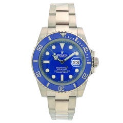 ROLEX --- Submariner Ceramic White Gold Blue Dial 116619 Watch