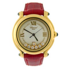 CHOPARD -- "Happy Sport" Classic 7 Floating Diamonds Gold Watch